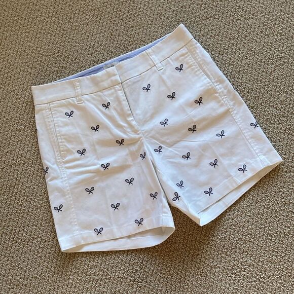 NEW J. Crew Tennis Racket 6” Chino Shorts White Size 2 Thick Fabric Bottoms NWOT - Picture 2 of 10